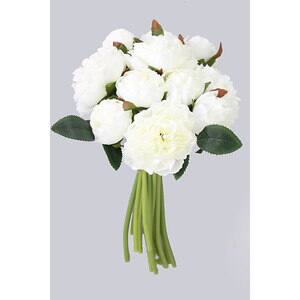 Buchet de flori artificiale, bujori, alb, H 25 cm
