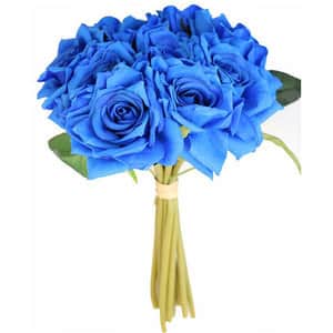 Buchet de flori artificiale, trandafiri, albastru, H 25 cm