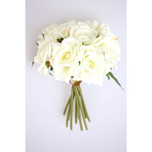Buchet de flori artificiale, trandafiri, alb, H 25 cm