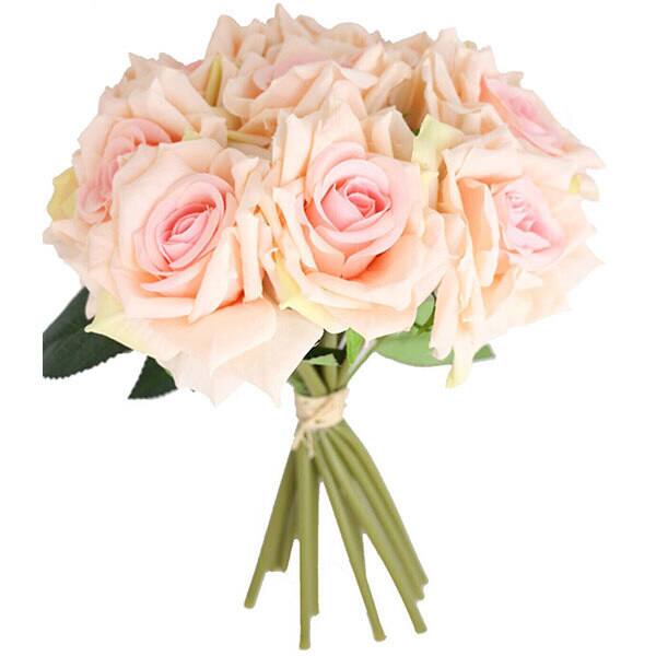 Buchet de flori artificiale, trandafiri, roz, H 25 cm