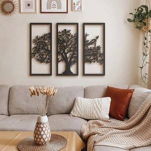Decoratiune perete Tree, 29 x 70 cm, metal, negru