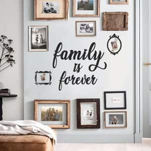 Decoratiune perete Family is forever, 55 x 29 cm, negru