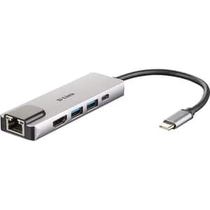 Hub USB Type-C D-LINK DUB-M520, USB 3.0, HDMI, Ethernet, gri