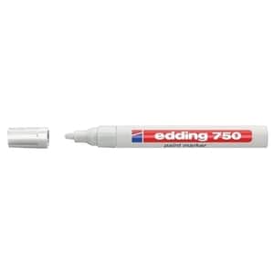Marker permanent cu vopsea EDDING 750, corp metalic, 2-2-4 mm, alb