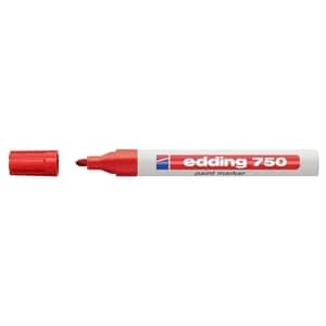 Marker permanent cu vopsea EDDING 750, corp metalic, 2-2-4 mm, rosu