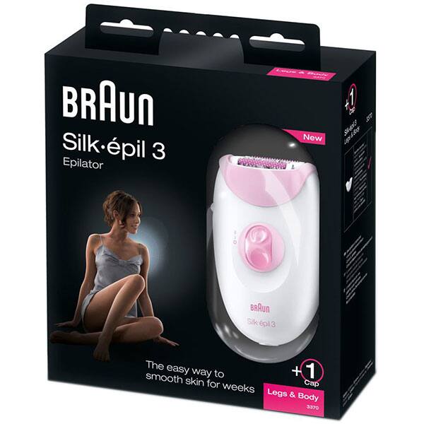 Epilator BRAUN Silk-epil 3 SE3380PK, 20 pensete, 2 viteze, 1 accesoriu, retea, alb-roz