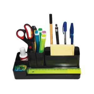 Suport accesorii birou FLARO, 9 compartimente, plastic, negru
