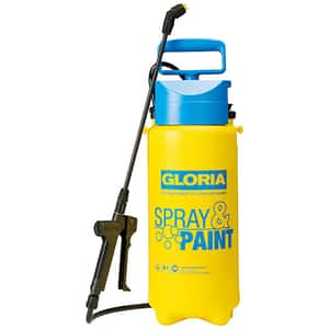 Pompa de stropit GLORIA Spray&Paint, 5L, 3 bar, pentru uleiuri si vopsele fara solvent, unghi de pulverizare 110, garnituri FKM, galben