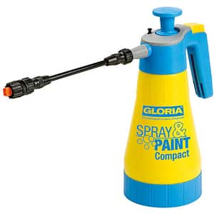 Pompa de stropit GLORIA Spray&Paint Compact, 1.25 L, 3 bar, pentru uleiuri si vopsele fara solvent, unghi de pulverizare 65, garnituri FKM, galben