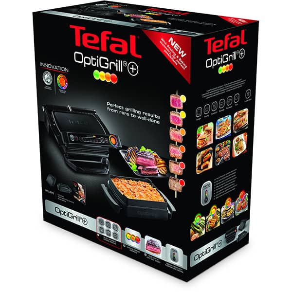 Gratar electric TEFAL OptiGrill+ Snacking & Baking GC714834, 2000W, 6 programe automate, negru
