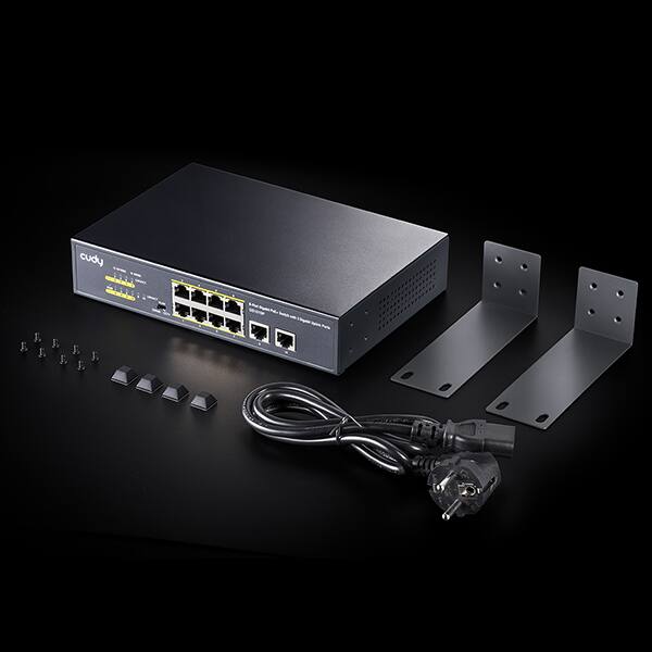 Switch CUDY GS1010P, 8 porturi Gigabit PoE, 2 porturi Gigabit, negru