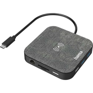 Hub USB HAMA 200134, USB-C, USB-A, Ethernet, HDMI, Card Reader, gri-negru
