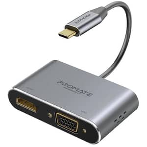 Adaptor USB-C - HDMI - VGA PROMATE MediaHub-C2, gri