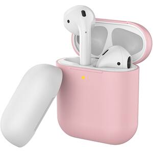 Husa pentru Apple AirPods PROMATE SiliCase, roz-alb