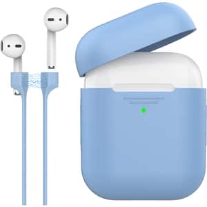 Husa pentru Apple AirPods + cablu magnetic PROMATE PodKit, albastru deschis