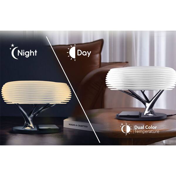 Incarcator wireless PROMATE HomeCloud, Bluetooth, Boxa wireless, Lampa LED, universal, QI, alb-negru