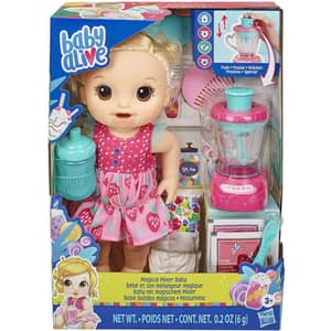Papusa bebelus BABY ALIVE Cu mixer pentru capsuni E6943, 3 ani+, roz-verde