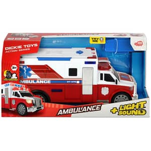 Ambulanta cu lumini si sunete DICKIE Action Series 203308381, 3 ani+, alb-rosu