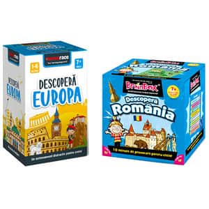 Pachet jocuri educative MEMORACE: Descopera Romania + Descopera Europa LG0054, 7 ani+, 109 piese