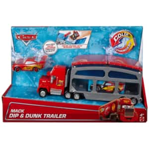 Set CARS Mack Dip & Dunk Trailer Play MTCKD34, 4 ani+, rosu-gri