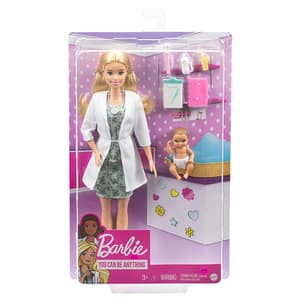 Papusa BARBIE Doctor pediatru MTGVK03O, 3 ani+, multicolor