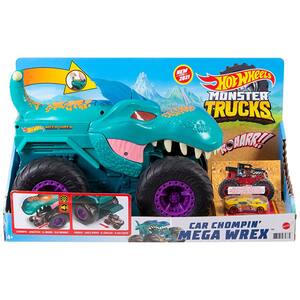 Masinuta HOT WHEELS Monster truck - Mega Wrex MTGYL13, 4 ani+, turcoaz-negru