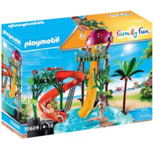 Set figurine PLAYMOBIL Family Fun - Parc acvatic cu tobogane PM70609, 4 ani+, multicolor