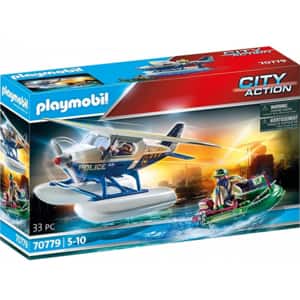 Set figurine PLAYMOBIL City Action - Hidroavionul politiei si hot cu barca PM70779, 4 ani+, multicolor