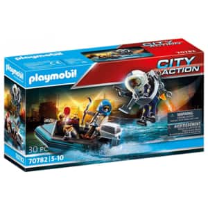 Set figurine PLAYMOBIL City Action - Barca politiei si hot cu barca rapida PM70782, 5 ani+, multicolor