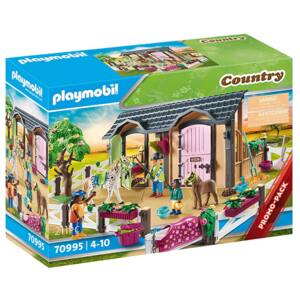 Set figurine PLAYMOBIL Country - Lectii de calarie si grajd PM70995, 4 ani+, multicolor