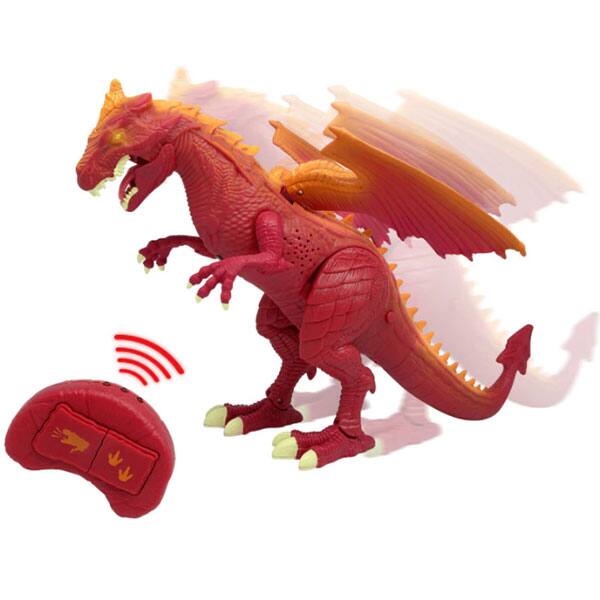 Jucarie interactiva DRAGON-I Dinozaur dragon 80082, 3 ani+, rosu-portocaliu