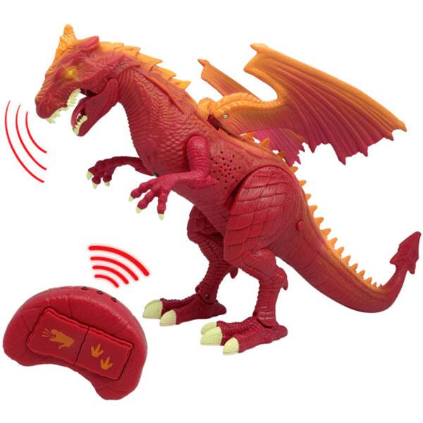 Jucarie interactiva DRAGON-I Dinozaur dragon 80082, 3 ani+, rosu-portocaliu