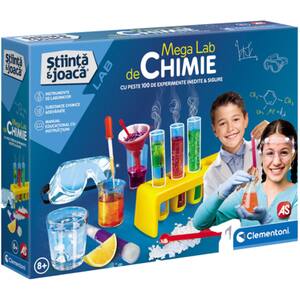 Joc creativ CLEMENTONI Stiinta si joaca - Mega lab de chimie 1026-50349, 8 ani+, multicolor