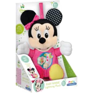 Jucarie de plus CLEMENTONI Minnie Mouse cu lumini si sunete CL17207, 6 luni+, roz-negru