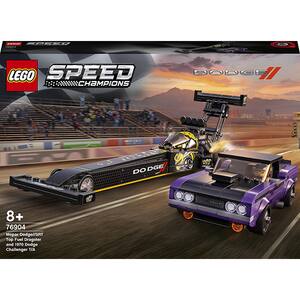 LEGO Speed Champions: Mopar Dodge SRT Top Fuel Dragster si Dodge Challenger T/A 1970 76904, 8 ani+, 627 piese