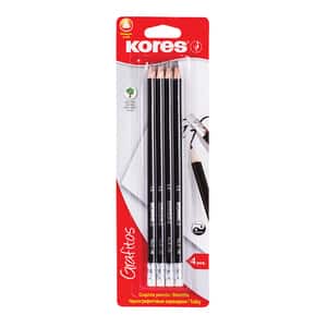 Set 4 creioane grafit KORES Grafitos, negru
