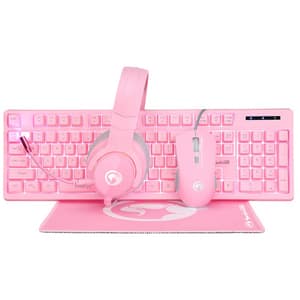 Kit Gaming 4 in 1 MARVO CM418 tastatura, mouse, casti, mouse pad, roz