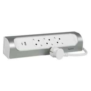 Prelungitor cu protectie LEGRAND L694502, 3 prize, 2 x USB, 1m, alb