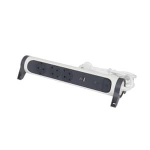 Prelungitor cu protectie LEGRAND L694508, 3 prize, 2 x USB, 1.5m, negru-gri inchis