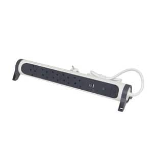 Prelungitor cu protectie LEGRAND L694510, 5 prize, 2 x USB, 1.5m, alb-gri inchis