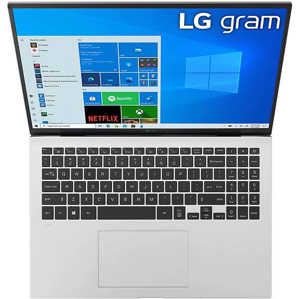 Laptop LG Gram 16Z90P, Intel Core i5-1135G7 pana la 4.2GHz, 16" WQXGA, 16GB, SSD 512GB, Intel Iris Xe Graphics, Windows 10 Home, argintiu