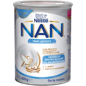 Formula speciala de lapte NESTLE NAN Fara lactoza 12306219, 0 luni+, 400g