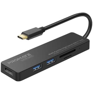 Hub USB Type-C PROMATE LinkHub-C, USB 3.0, HDMI, SD/microSD, negru