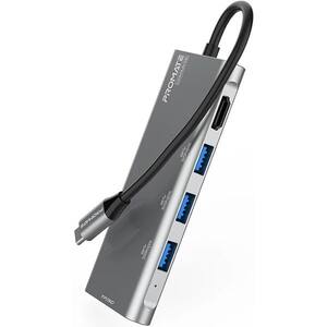 Hub USB Type-C PROMATE LinkHub-C2, USB 3.0, HDMI, SD/microSD, argintiu