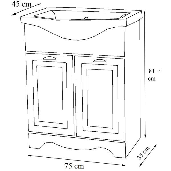 Set masca si lavoar Badenmob Seria 172, 75 x 46 x 81 cm, alb