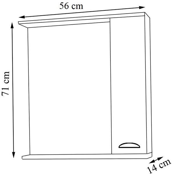 Oglinda baie cu dulap Badenmob Seria 172, 55 x 14 x 71 cm, alb