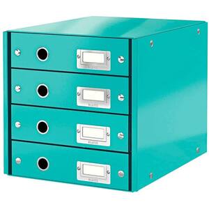 Suport documente LEITZ Click & Store WOW 60490051, 4 sertare, plastic, turcoaz