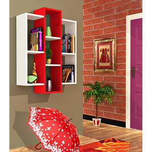 Raft perete Solid, 97 x 22 x 73 cm, alb-rosu