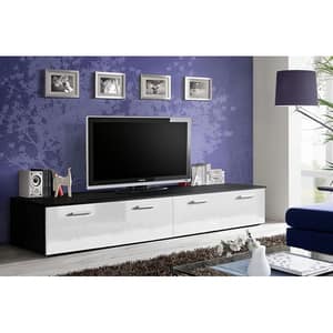 Set 2 comode TV Duo 23 ZW DU, negru-alb lucios, 200 x 45 x 35 cm