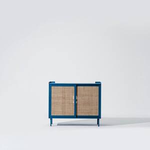 Comoda TV Wrap Wicker, maro deschis-albastru, 94.5 x 45 x 84 cm